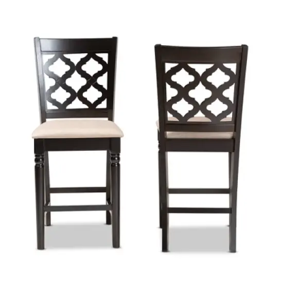 2pc Ramiro Wood Counter Height Barstools - Baxton Studio image {1}