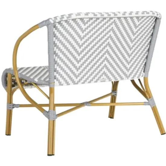 Dandra Herringbone Rattan Settee - Grey/White - Safavieh image {5}