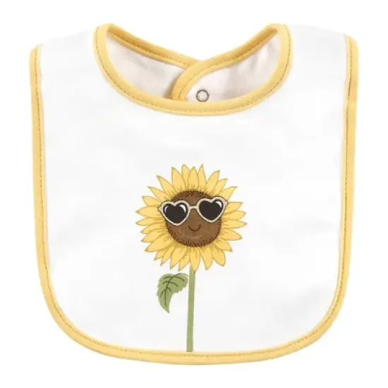 Hudson Baby Infant Girls Cotton Bibs, Sunflower, One Size image {2}