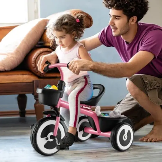 Infans Toddler Tricycle Kids Trike with Adjustable Seat Front & Rear Storage Baskets image {2}
