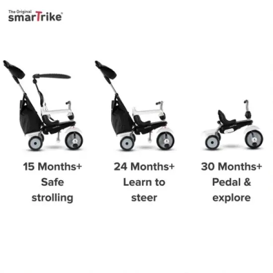 smarTrike Kids Adjustable 4 in 1 Vanilla Plus Baby and Toddler Tricycle Push Ride On Toy for ages 15 Months to 3 Years image {3}