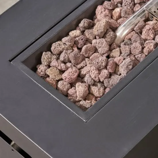 Comores 12pc Acacia U-Shaped Sectional Sofa Set with Fire Pit - Gray/Dark Gray - Christopher Knight Home image {4}