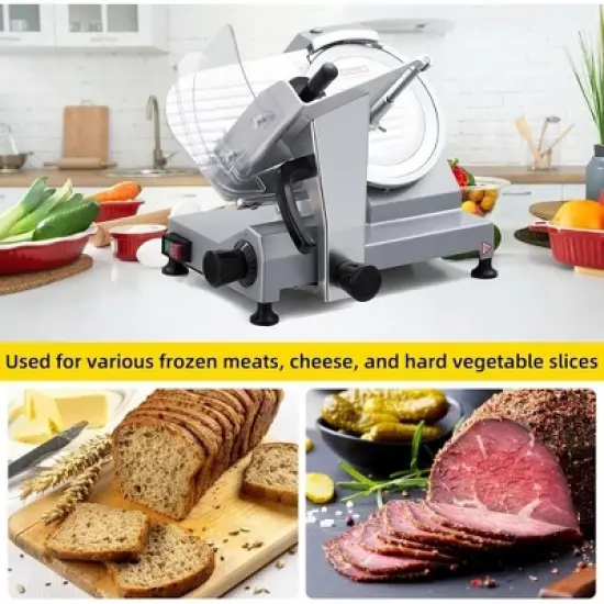 Commercial 10" Electric Meat Slicer Blade Food Slicer Cutter 240W With Child Lock Protection image {5}