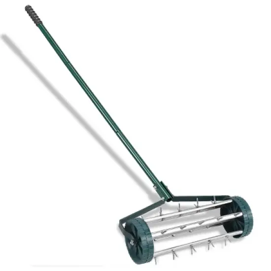 Costway Rolling Garden Lawn Aerator Roller Home Grass Steel Handle image {2}