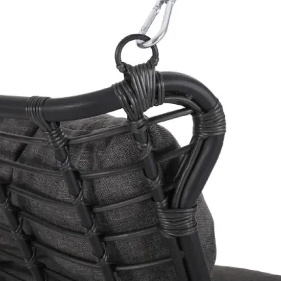 Arruda Outdoor Wicker Porch Swing with Cushions Gray/Dark Gray - Christopher Knight Home: UV & Weather-Resistant Patio Swing image {7}