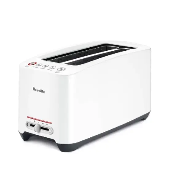 Breville Lift & Look Long Slot 4 Slice Toaster White BTA630XL: 1600W, Plastic, 1-Year Warranty, Spot Clean, 8.2" Height image {1}