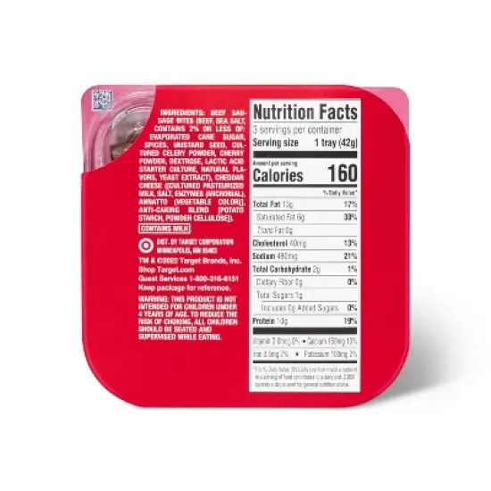 Cheddar Cheese & Beef Sausage Protein Pack Quick Bite - 4.5oz/3ct - Good & Gather&trade; image {1}