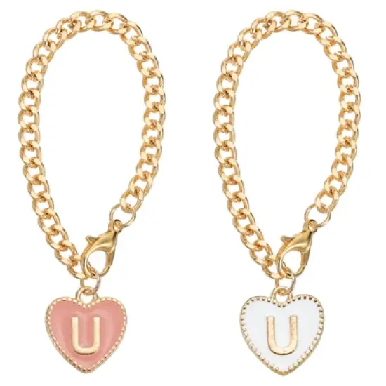 Unique Bargains Letter Heart Shape Identification Accessories Pink & White 2 Pcs image {19}