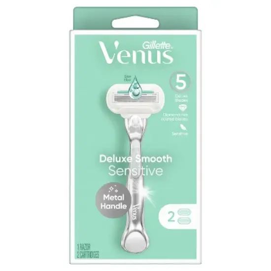 Venus Deluxe Smooth Sensitive Women's Razor + 2 Razor Blade Refills image {1}