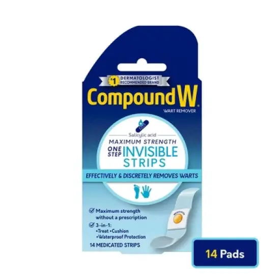 Compound W Maximum Strength One Step Invisible Wart Remover Strips - 14 ct image {7}