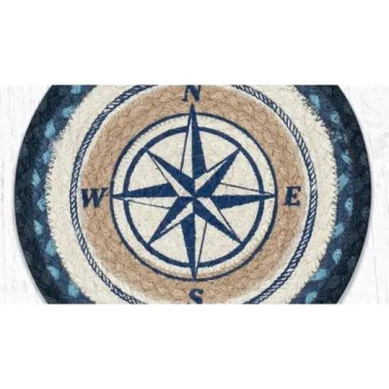 Earth Rugs Compass Rose Decorative Printed Round Trivet 10" Rustic Coastal Accent image {1}