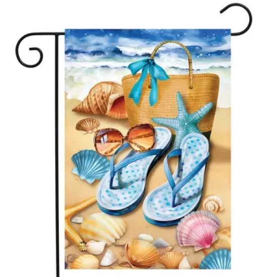 Briarwood Lane Summer Garden Flag 12x18 For Outdoor Welcome To the Beach Flip Flop For Summer Garden Flag Flags For Outside image {1}