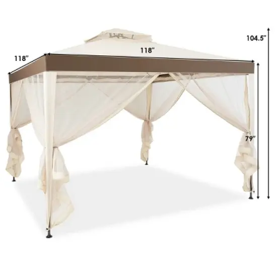 Tangkula 10' x 10' 2-tier Outdoor Netting Canopy  Sun Shade Gazebo Tent for Picnic Party image {4}