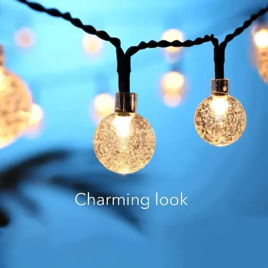 Dartwood 39 ft Solar Crystal Ball String Lights - Solar Outdoor Lights - LED Light Bulbs for Your Home, Yard, or Garden (6 Pack) image {5}