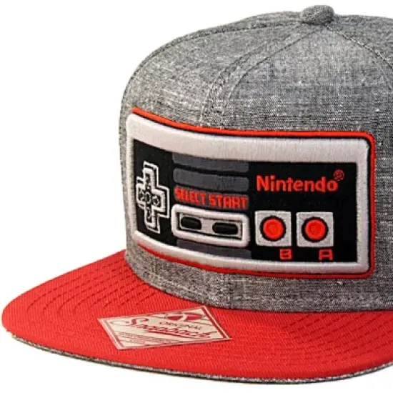 Nintendo Classic NES Controller - Snapback Hat, Gray and Red, One Size Multicoloured image {1}