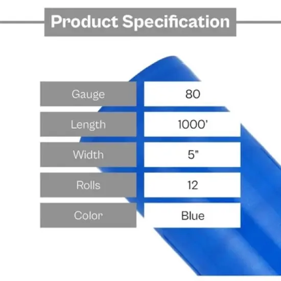 PSBM 12 Rolls 5"x1000 80 Gauge BLUE Shrink Wrap Stretch Film with handle Heavy Duty image {3}