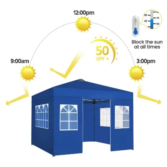 Yaheetech 10x10 FT One-Push Pop Up Canopy Tentwith 4 Side Walls & Roller Bag image {6}