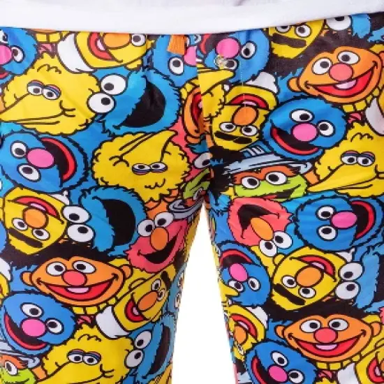 Sesame Street Men's Allover Character Face Collage Adult Pajama Pants image {2}