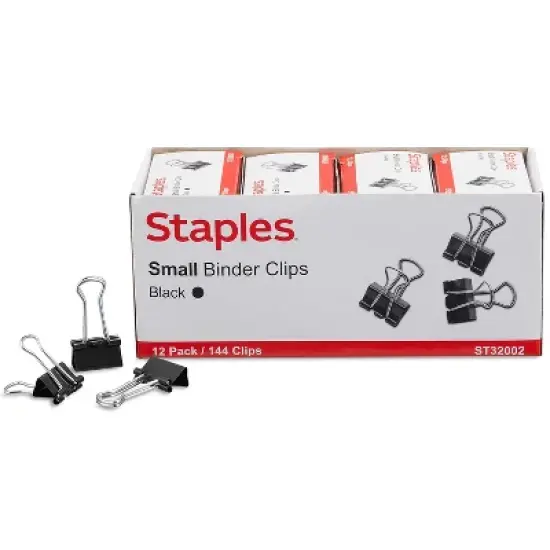 Staples Small Metal Binder Clips Bulk PK Black 3/4" Size with 3/8" Capacity 480114 image {6}