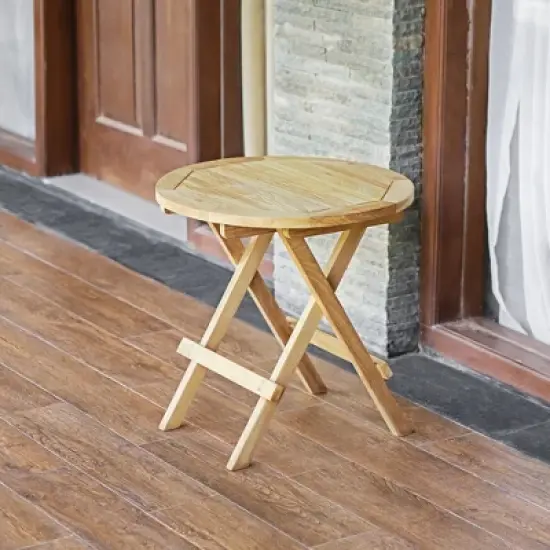 Syemin Patio Side Table, Small Folding Patio Side Table for Garden, Patio Porch, Living Room, Space Pool, Brown, 19.68"*19.68"*19.69 image {2}