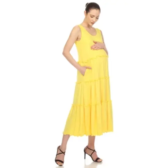 Maternity Scoop Neck Tiered Midi Dress image {1}