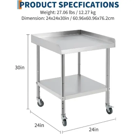 24x24x30 Inch Equipment Grill Stand Table Stainless Steel NSF Certified 400 Lbs Capacity with Adjustable Legs image {3}