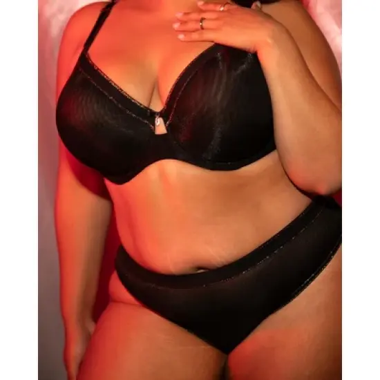 Curvy Couture Womens Size Shimmer High Cut Thong Panty image {5}