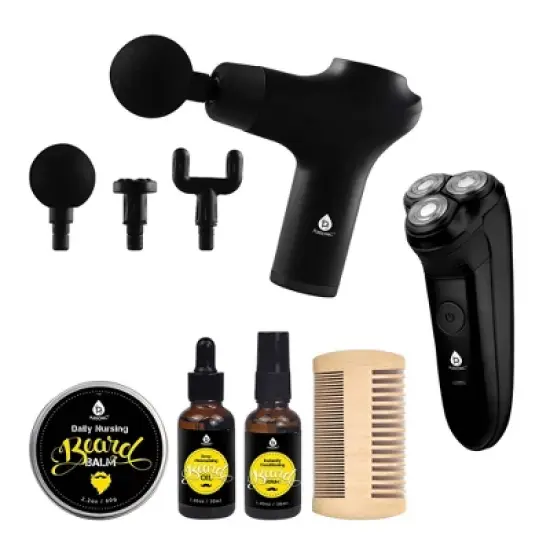 The Ultimate Men's Grooming & Relaxation Bundle &ndash; Beard Care, Electric Shaver, and Massage Gun image {4}