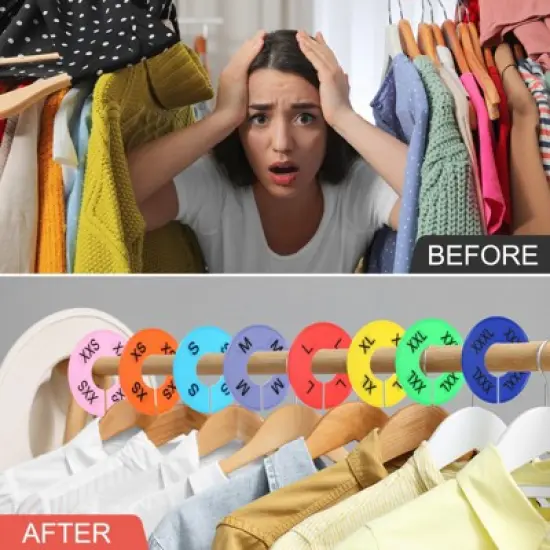 Unique Bargains Reusable Round Clothes Dividers Blank Labels 16 Pcs Colorful image {2}