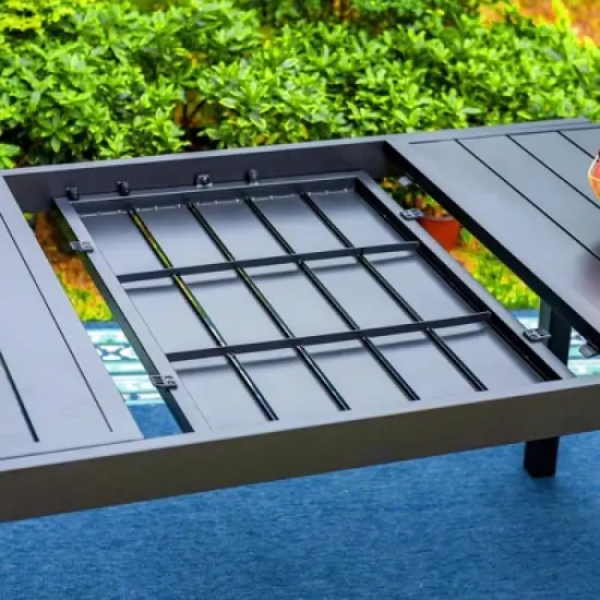 Captiva Designs 7pc Patio Expandable Steel Dining Table and Fixed Wicker Chairs with Thick Cushions image {4}