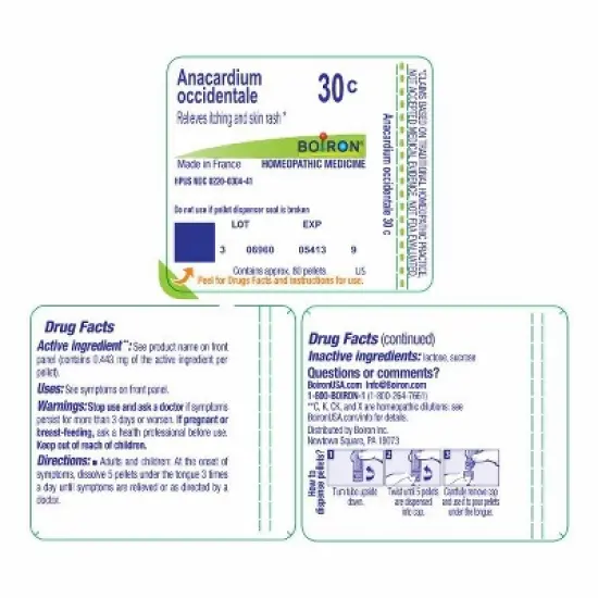 Anacardium Occidentale 30C by Boiron Homeopathic Single Medicine For First Aid  -  80 Pellet image {1}
