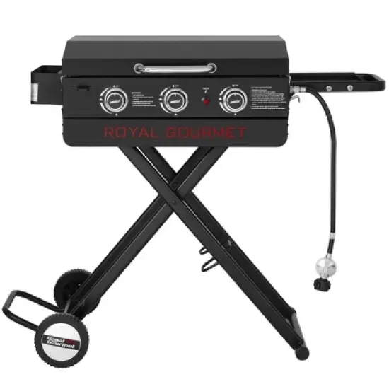 RoyalGourmet Portable 3-Burner Gas Griddle PD3001TG Black image {1}
