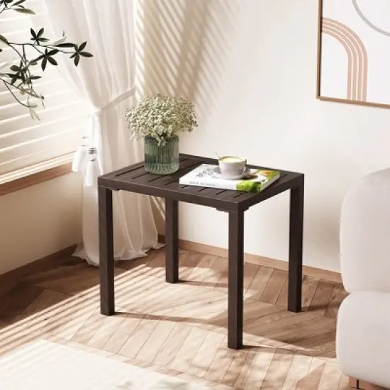 Crestlive Products Outdoor Side Table Aluminum Rectangular Side/End Table, Small Patio Coffee Bistro Table for Outdoor Indoor image {8}
