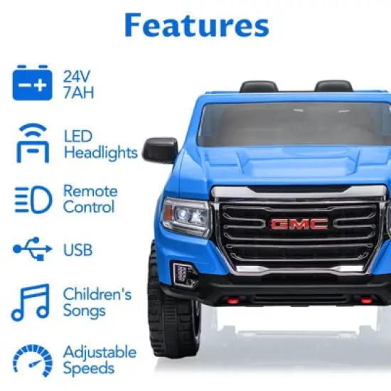 Acekool 24V 2-Seater Licensed GMC Ride On Truck Car with Remote, LED Lights, MP3, 2x200W Motors & Large Seat, Battery Powered Kids Car image {3}