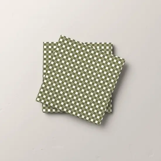 16ct Gingham Paper Beverage Napkins Green - Hearth & Hand&trade; with Magnolia image {3}