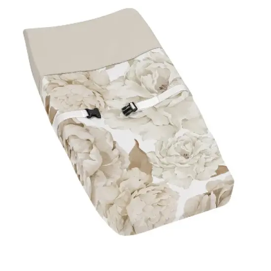 Sweet Jojo Designs Girl Changing Pad Cover Peony Floral Garden Taupe and Ivory image {6}