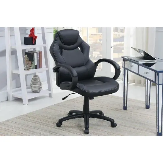 CAVINAS Upholstered Adjustable Office Chair,Home Office Desk Chairs with Universal Wheels for Gaming Work Study image {6}
