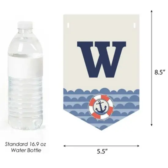 Big Dot of Happiness Ahoy - Nautical - Baby Shower Bunting Banner - Anchor Party Decorations - Welcome Baby image {2}