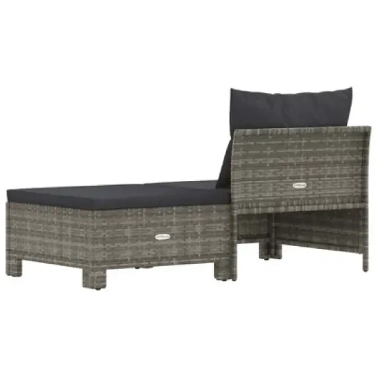 vidaXL Garden Lounge Set Gray Poly rattan Medium Lightweight image {5}