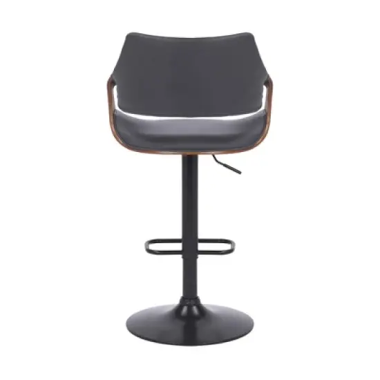 Aspen Adjustable Faux Leather Metal Swivel Barstool Gray/Black - Armen Living image {4}