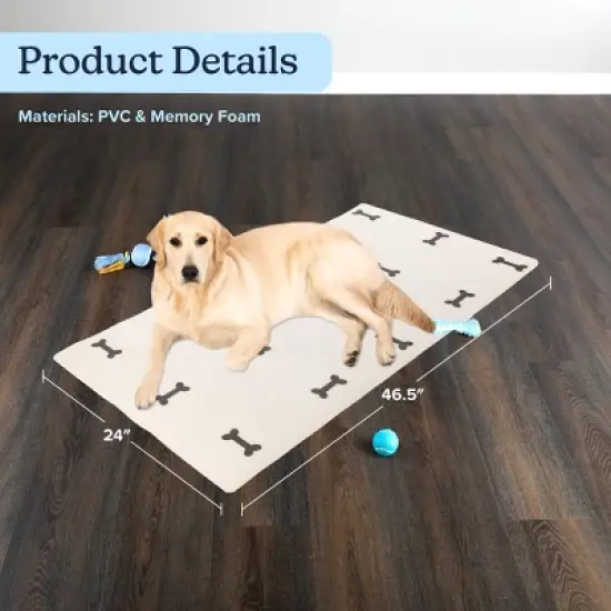 Dog Mat for Food Water, Crate Pad, Floor Protector Large and XL, Dog Bones image {1}