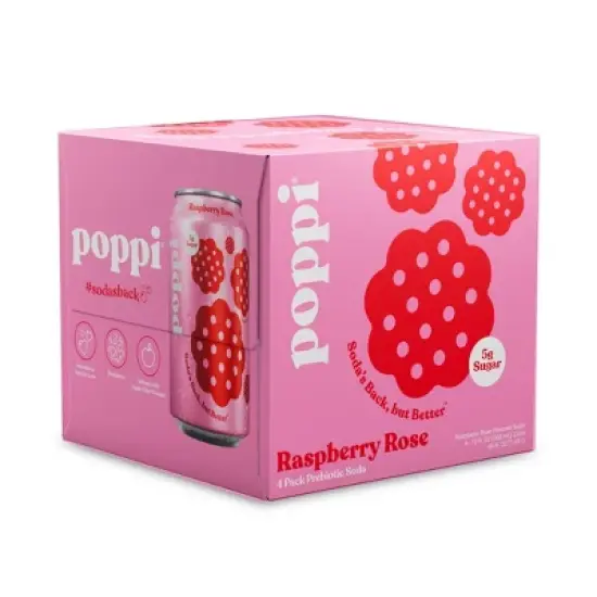 Poppi Raspberry Rose Prebiotic Beverage - 4pk/12 fl oz Cans image {4}