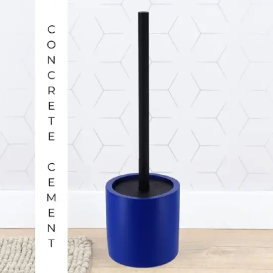 Evideco French Home Goods Concrete Cement Toilet Bowl Brush with Holder, Durable Bathroom Accessory Set, Blue image {5}