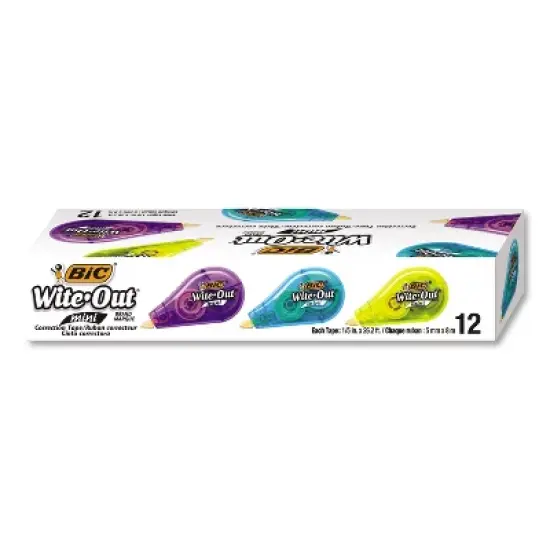 BIC Mini Correction Tape Non-Refillable 1/2 w x 26.2 ft Assorted WOTM11 image {1}