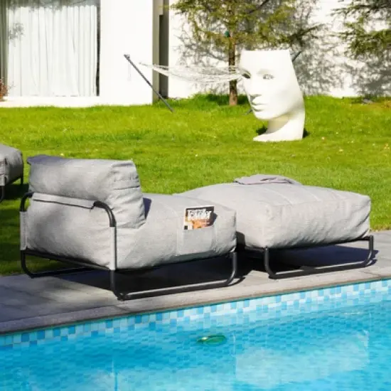 GRANDPATIO Cloud Sponge Beanbag Chair And Ottoman Set image {5}