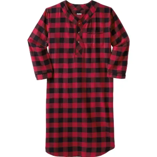 KingSize Men's Big & Tall Plaid Flannel Nightshirt Pajamas image {4}