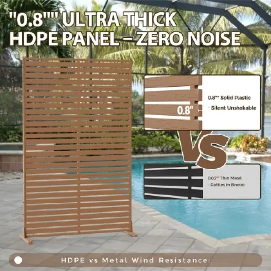 Syemin Patio Decorative Screens Outdoor Privacy Screen 6-Piece Outdoor Privacy Screens and Panel Outdoor Decorative Fence, Brown, 45.47"*15.75"*72.05" image {4}