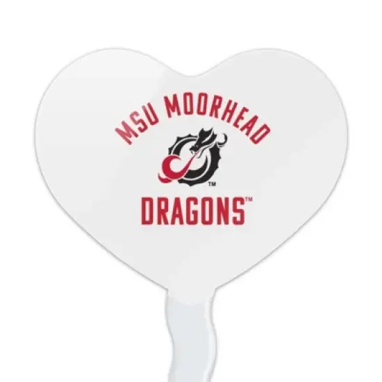 NCAA Minnesota State University Moorhead Dragons Heart Love Cupcake Picks Toppers Decoration Set of 6 image {1}