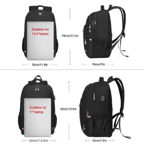 Travel Laptop Backpack, Black Backpack with USB Slit Business Computer Back Pack image {2}