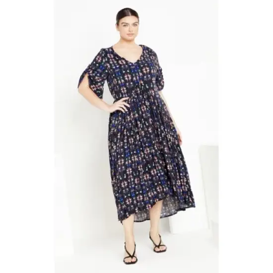 Women's Plus Size Val Print Dress - navy butterfly | AVENUE image {3}